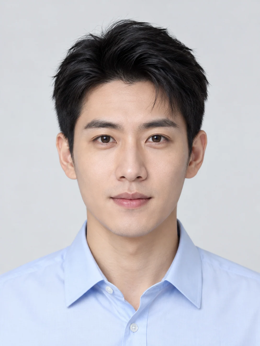 虚构成年男性的证件照裁切示例